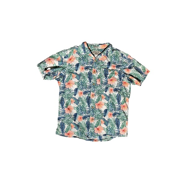 Duluth Trading Co Other - Duluth Trading Co Mens Large Slim Fit Tropical Hibiscus Floral Button Down Shirt